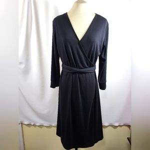 NY & Company black wrap midi dress juniors L  #1201